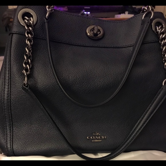 coach edie turnlock navy